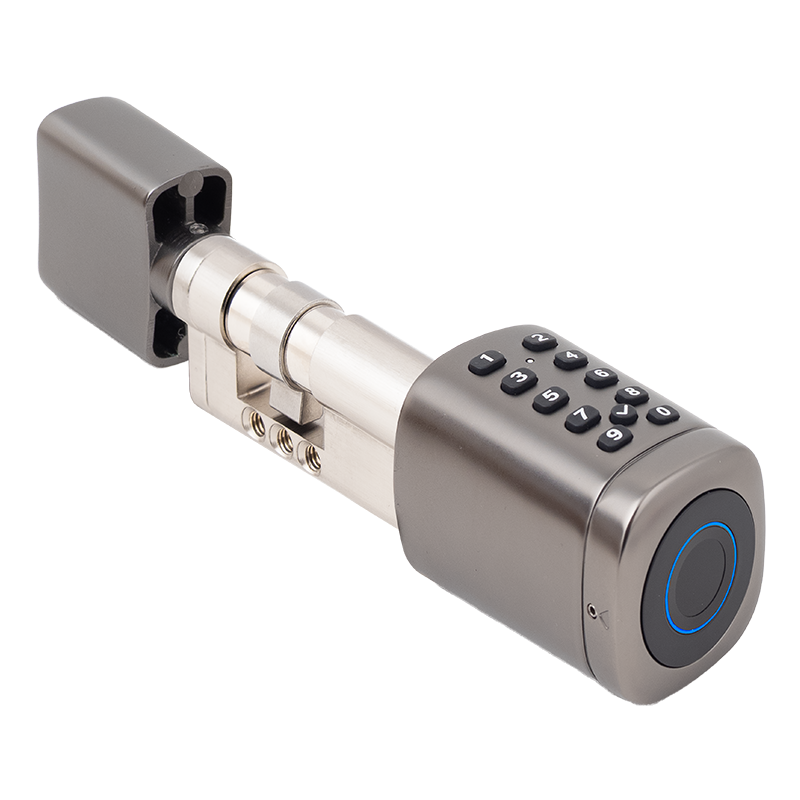 Intelligens cilinder z&aacute;r - 70 mm ajt&oacute;hoz - AIRBNB - fekete - ujjnyomat/RFID/PIN azonos&iacute;t&aacute;s - 13,56 MHz MIFARE - BLE - TUYA - IP65