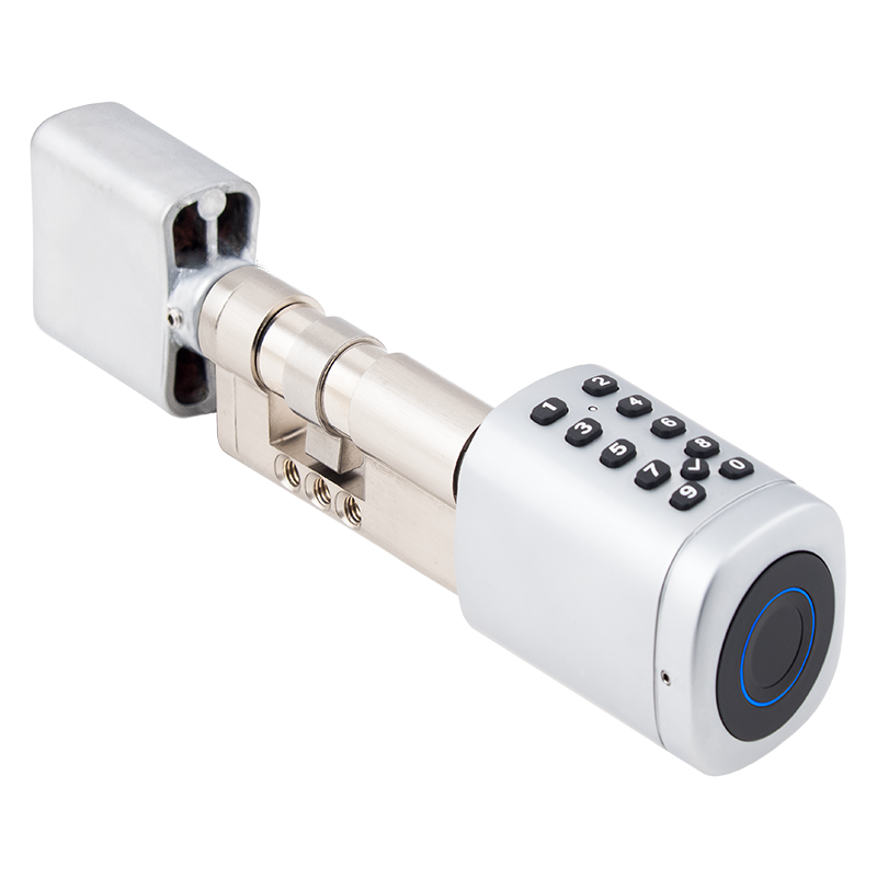 Intelligens cilinder z&aacute;r - 70 mm ajt&oacute;hoz - AIRBNB - rozsdamentes INOX - ujjnyomat/RFID/PIN azonos&iacute;t&aacute;s - 13,56 MHz MIFARE - BLE - TUYA - IP65
