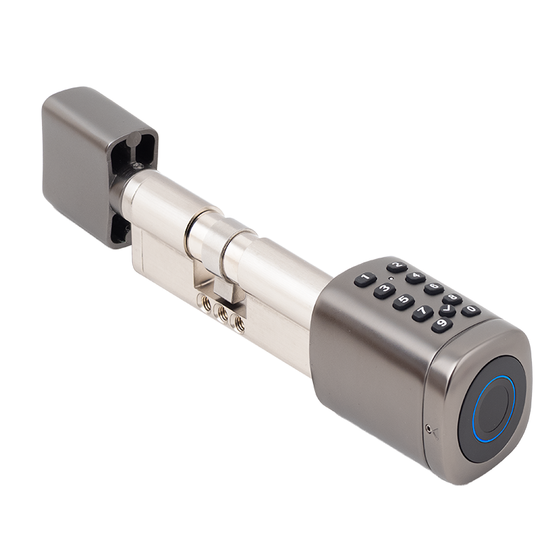 Intelligens cilinder zár - 70 mm ajtóhoz - AIRBNB - fekete - ujjnyomat/RFID/PIN azonosítás - 13,56 MHz MIFARE - BLE - TUYA - IP65