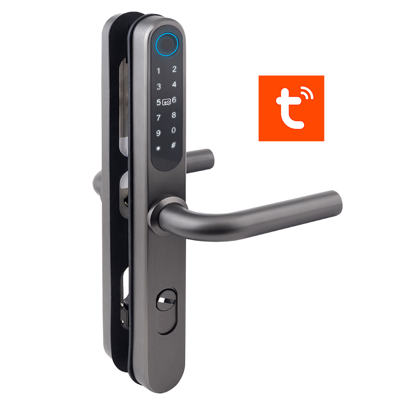 Intelligens AIRBNB z&aacute;r - fekete - ujjnyomat/RFID/PIN azonos&iacute;t&aacute;s - 13,56 MHz MIFARE - BLE - TUYA - IP65