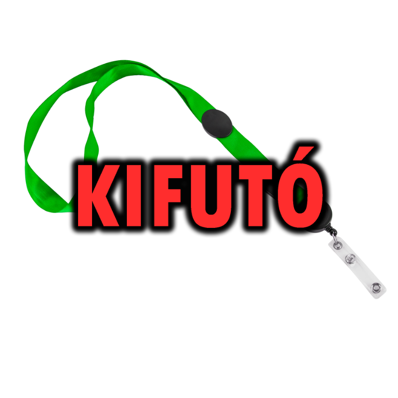 Kifutó termék! Nyakba akasztó 20 mm széles, kihúzható pass tartóval - zöld