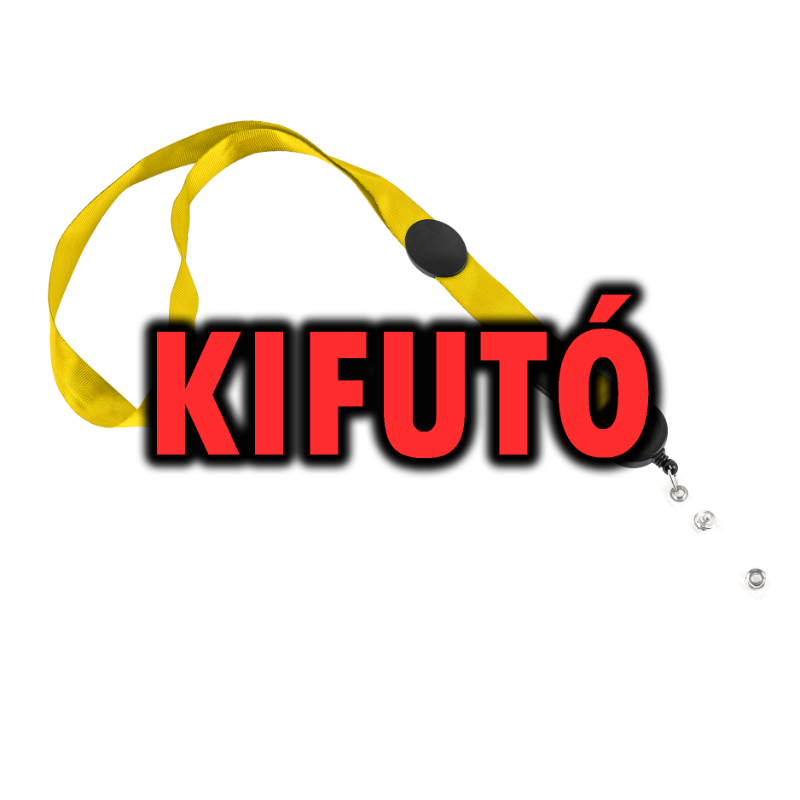 Kifutó termék! Nyakba akasztó 20 mm széles, kihúzható pass tartóval - sárga