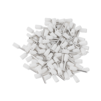 Érvéghüvely AWG22 (0.5mm2) vezetékhez 8mm hosszú fehér köpeny (100 db/csomag)