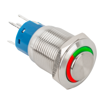 Kimagasló felületű nyomógomb 19mm-es furathoz NO/NC piros-zöld LED gyűrűvel