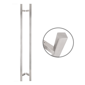 Négyzet alapú 1200 mm hosszú INOX fogantyú pár 45°-os lábakkal - 30x30 profilmérettel