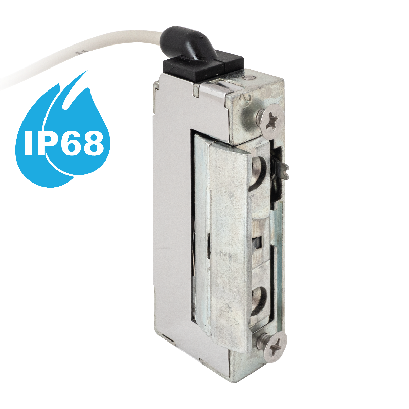 Vízálló (IP68)  szimmetrikus, keskeny, alacsony, pajzs nélküli elektromos zárfogadó 250 mm vezetékkel - kiiktatható - memóriás
