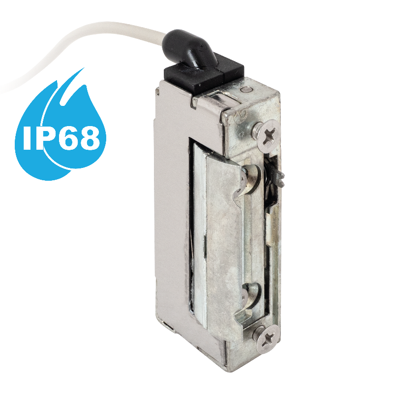Vízálló (IP68)  szimmetrikus, keskeny, alacsony, pajzs nélküli elektromos zárfogadó 250mm vezetékkel - kiiktatható