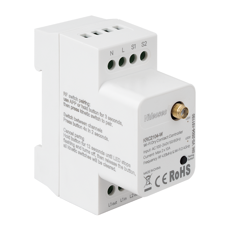 ET-KRC2104-W - 2 csatornás RF+WiFi vevőegység (TUYA kompatibilis), DIN sínre szerelhető