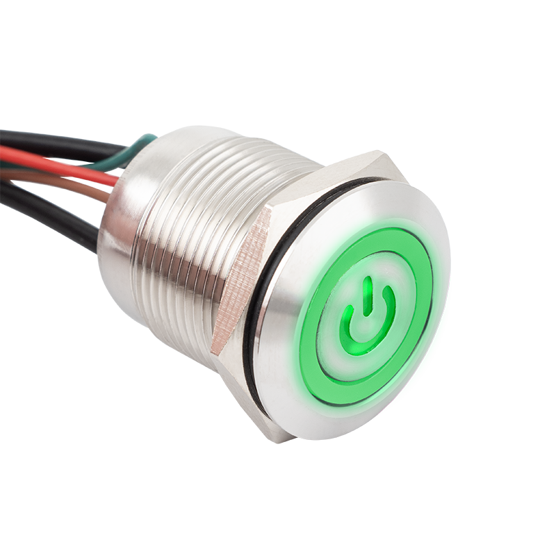 FLM19-FW-6-EC-Z-rdgn - Lapos felületű bistabil nyomógomb 19 mm-es furathoz, piros-zöld LED, IP67 védelem