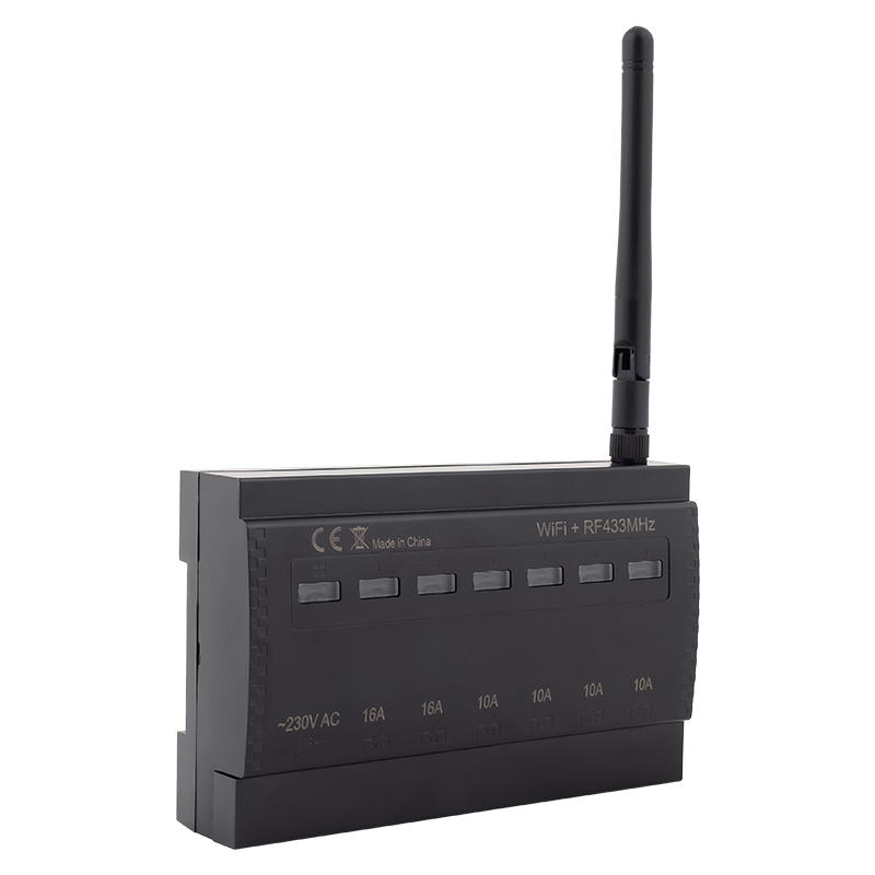 ET-KRC-102 - 6 csatornás(NO) RF+WiFi vevőegység, 2x16 A + 4x10 A kimenettel