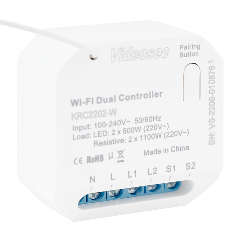 ET-KRC2202-W - 2 csatornás RF+WiFi vevőegység (TUYA kompatibilis), 2x5 A kimenettel
