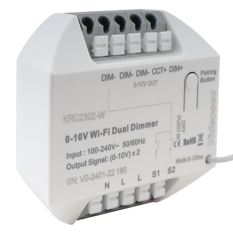 ET-KRC2302-W - 2 csatornás RF + WiFi 0-10V dimmer, (TUYA kompatibilis), 2x 0-100% szabályzott kimenet