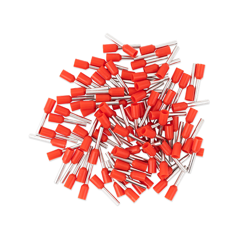 Érvéghüvely AWG18 (1.0mm2) vezetékhez 10mm hosszú piros köpeny (100 db/csomag)