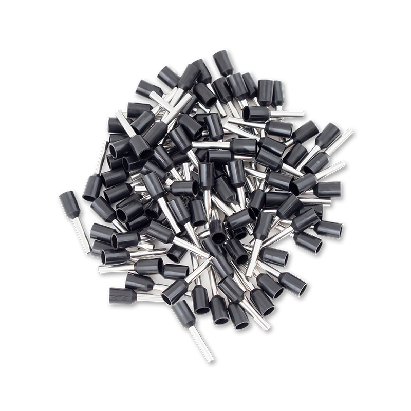 Érvéghüvely AWG16 (1.5mm2) vezetékhez 10mm hosszú fekete köpeny (100 db/csomag)