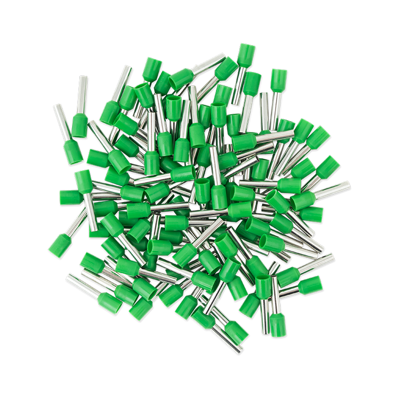 Érvéghüvely AWG14 (2.5mm2) vezetékhez 12mm hosszú zöld köpeny (100 db/csomag)