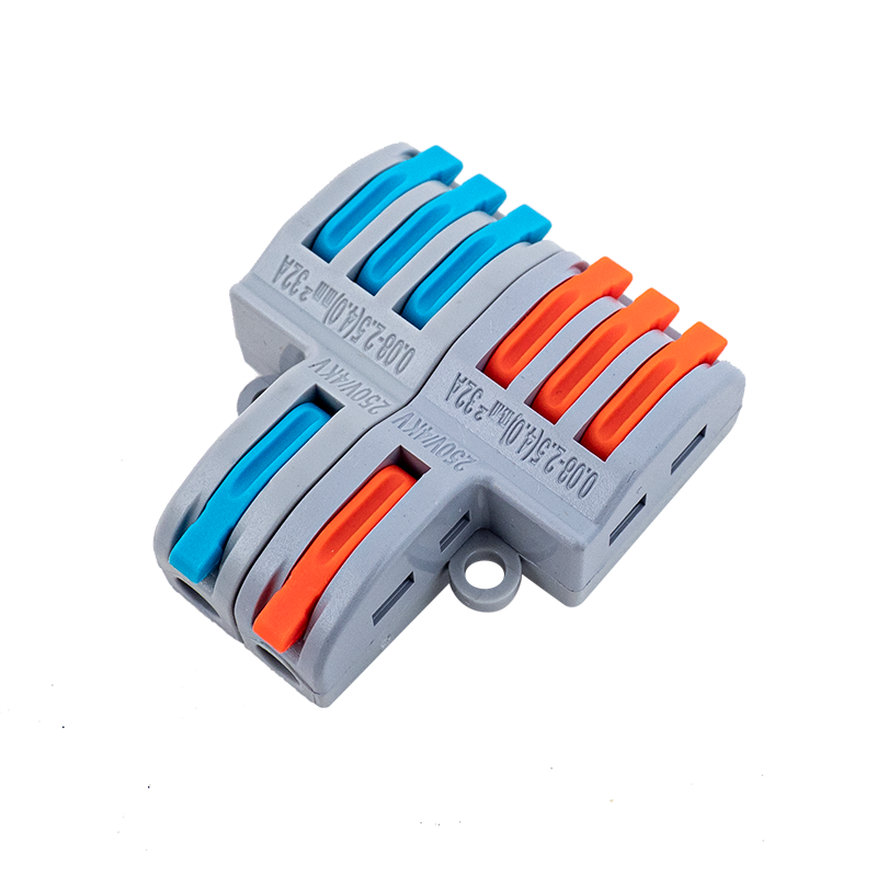 Gyorcsatlakozó 2x3 utas elosztáshoz 0,08 - 2,5 mm² vezetékhez 10 darabos csomag