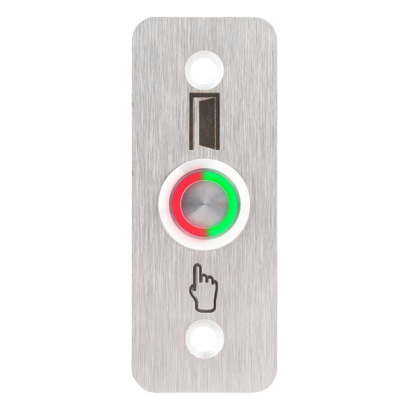 Kimagasló felületű Ø19 mm-es nyomógomb 35 mm széles pajzzsal-NO/NC - piros-zöld LED