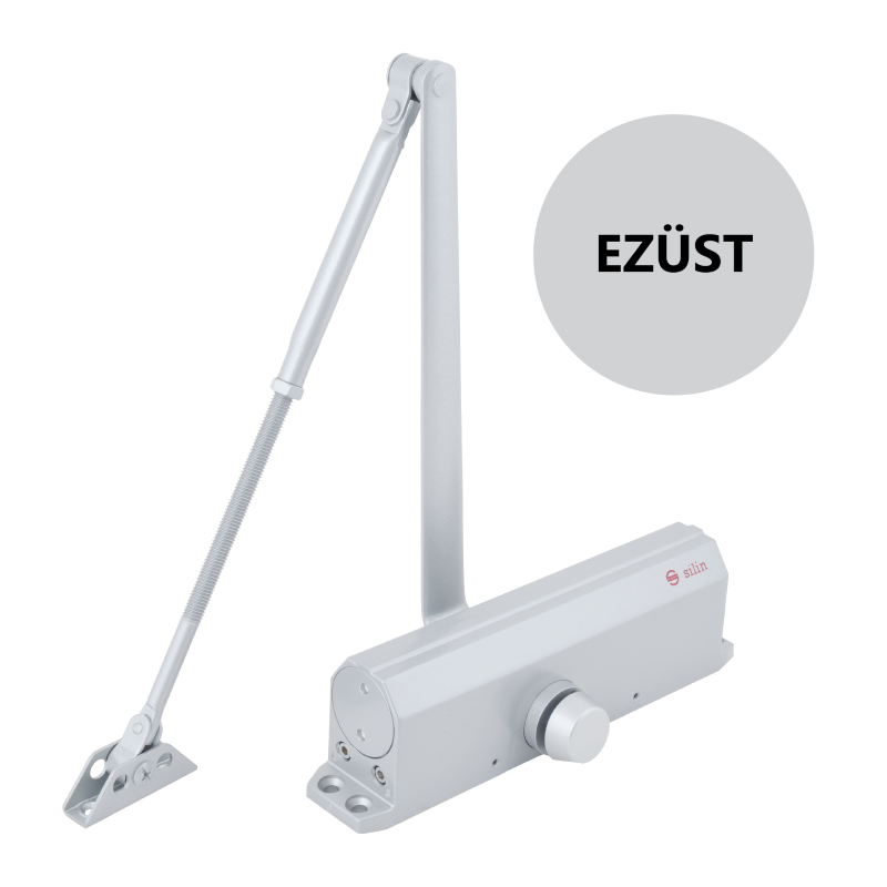 Karos ajtóbehúzó termostabil olajjal, 25-150kg-os ajtóra - ezüst