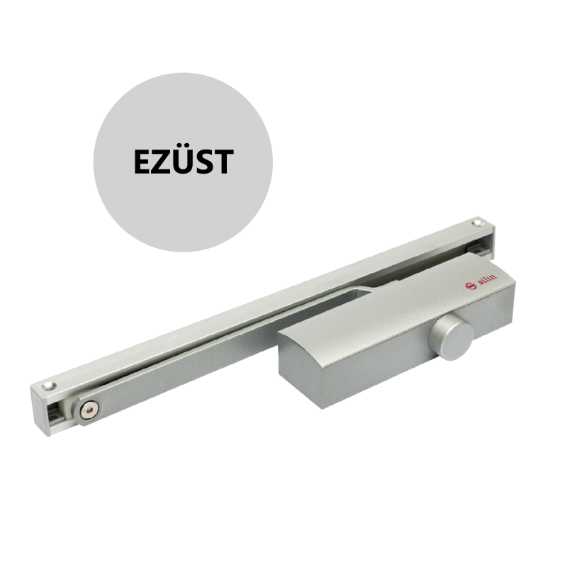Csúszósines ajtóbehúzó termostabil olajjal, 40-65kg-os ajtóra - ezüst