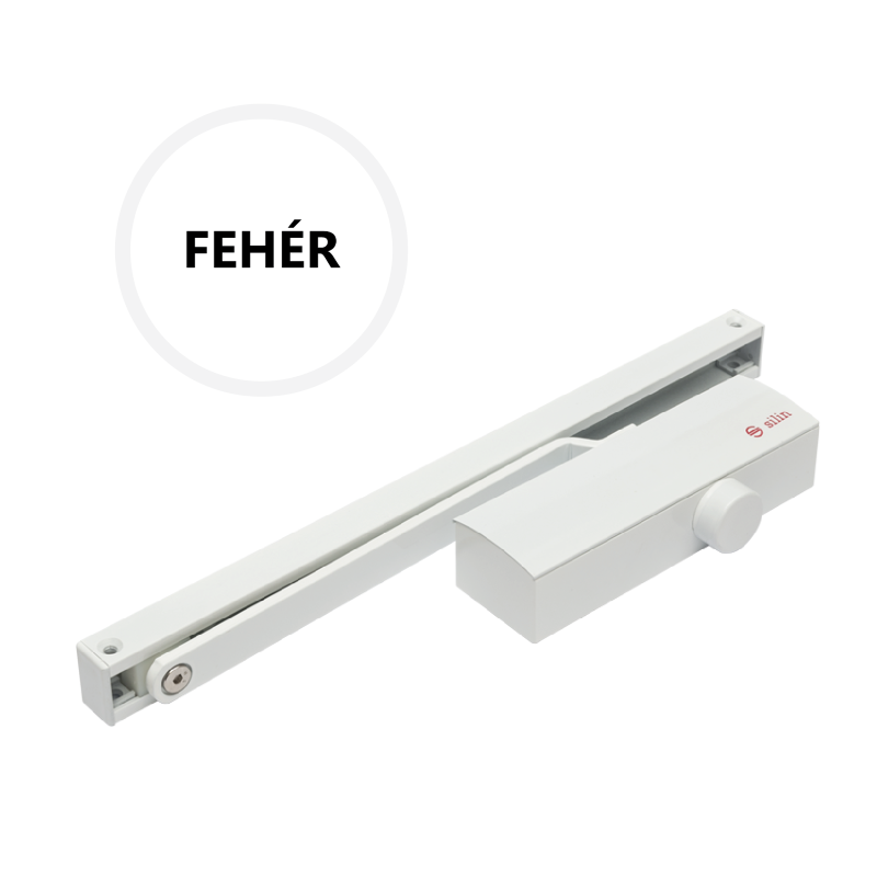 Csúszósines ajtóbehúzó termostabil olajjal, 40-65kg-os ajtóra - fehér