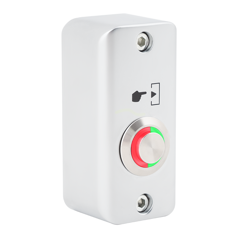 Fémházas kimagasló felületű nyomógomb 60x29x27mm NO (IP65-felületi) - piros-zold LED gyűrű