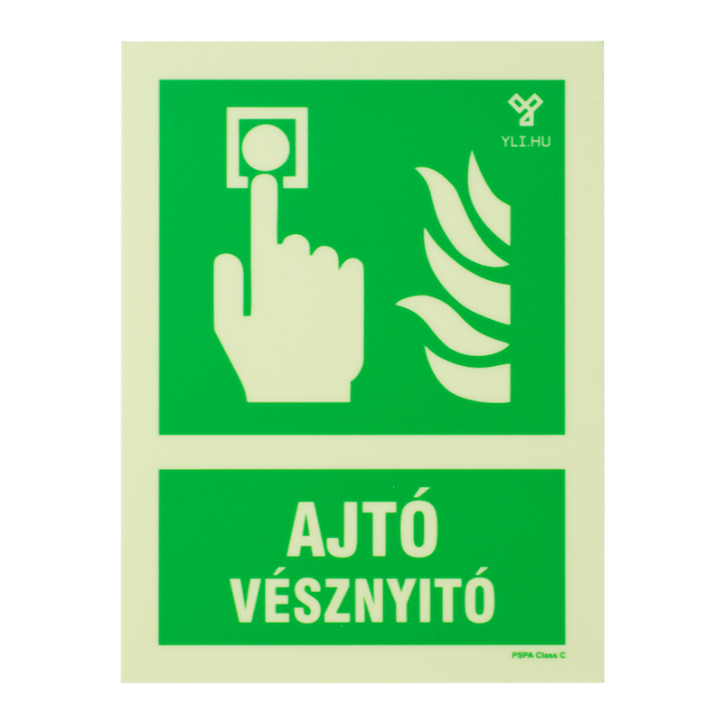TABLA-VESZ-UV - Utánvilágító tábla vészkijárati kézi jelzésadókhoz - 200x150 mm - zöld