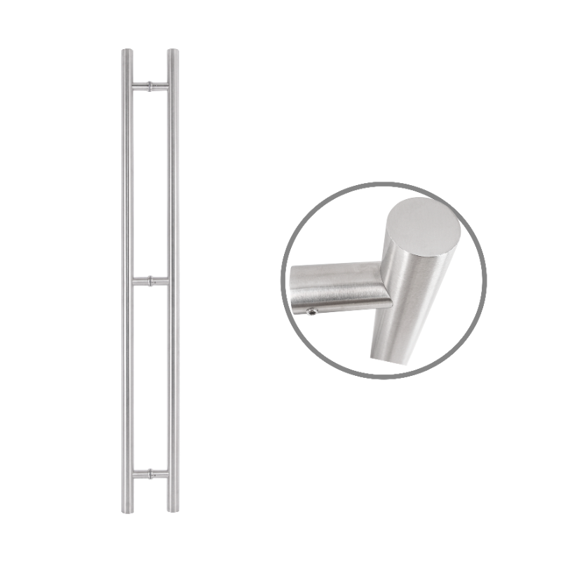 Henger alakú 1800 mm hosszú INOX fogantyú pár 90°-os lábakkal - 32 mm csőátmérővel